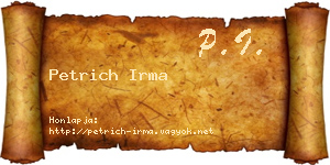 Petrich Irma névjegykártya