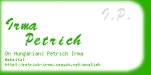 irma petrich business card